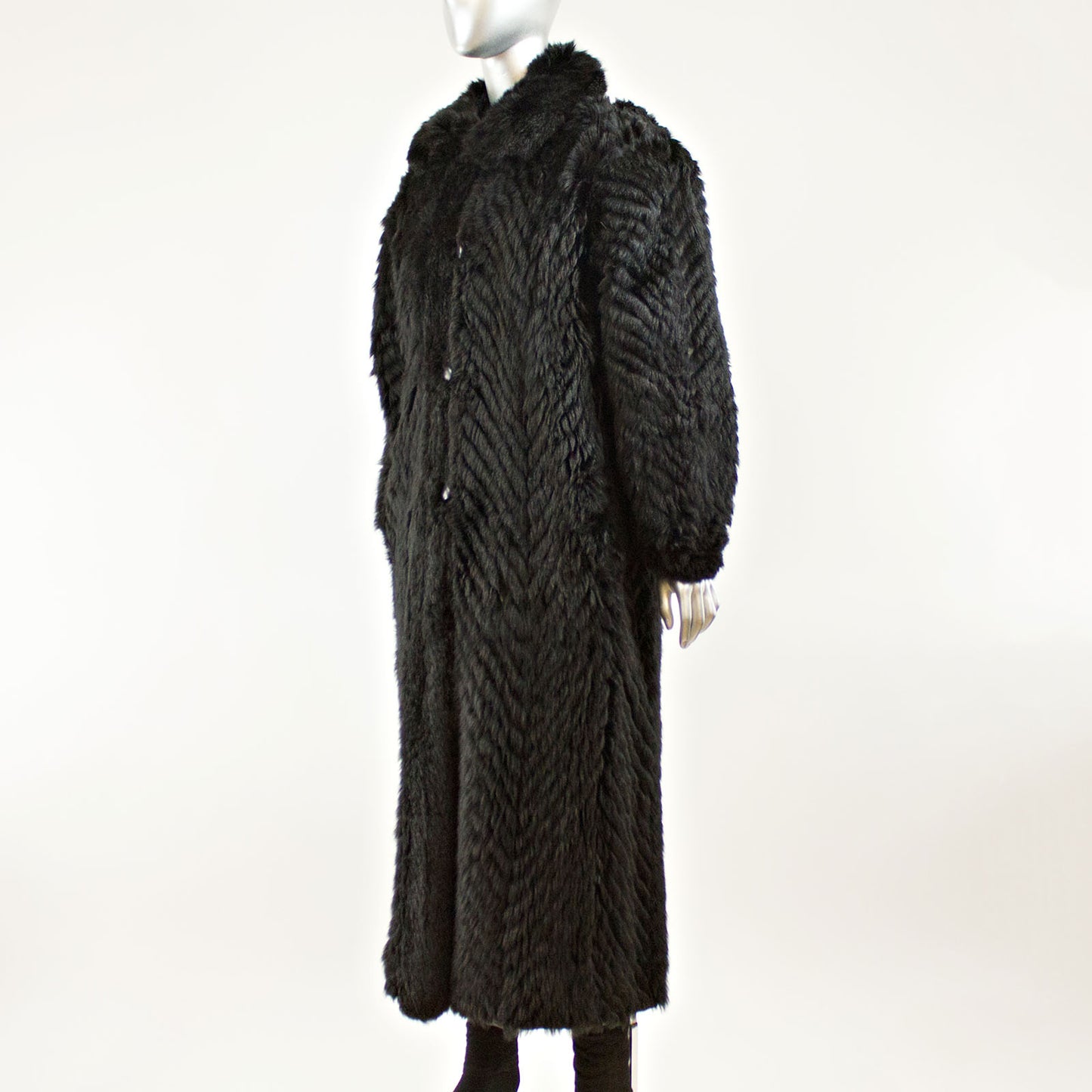 Black Oppossum Reversible Coat - Size M