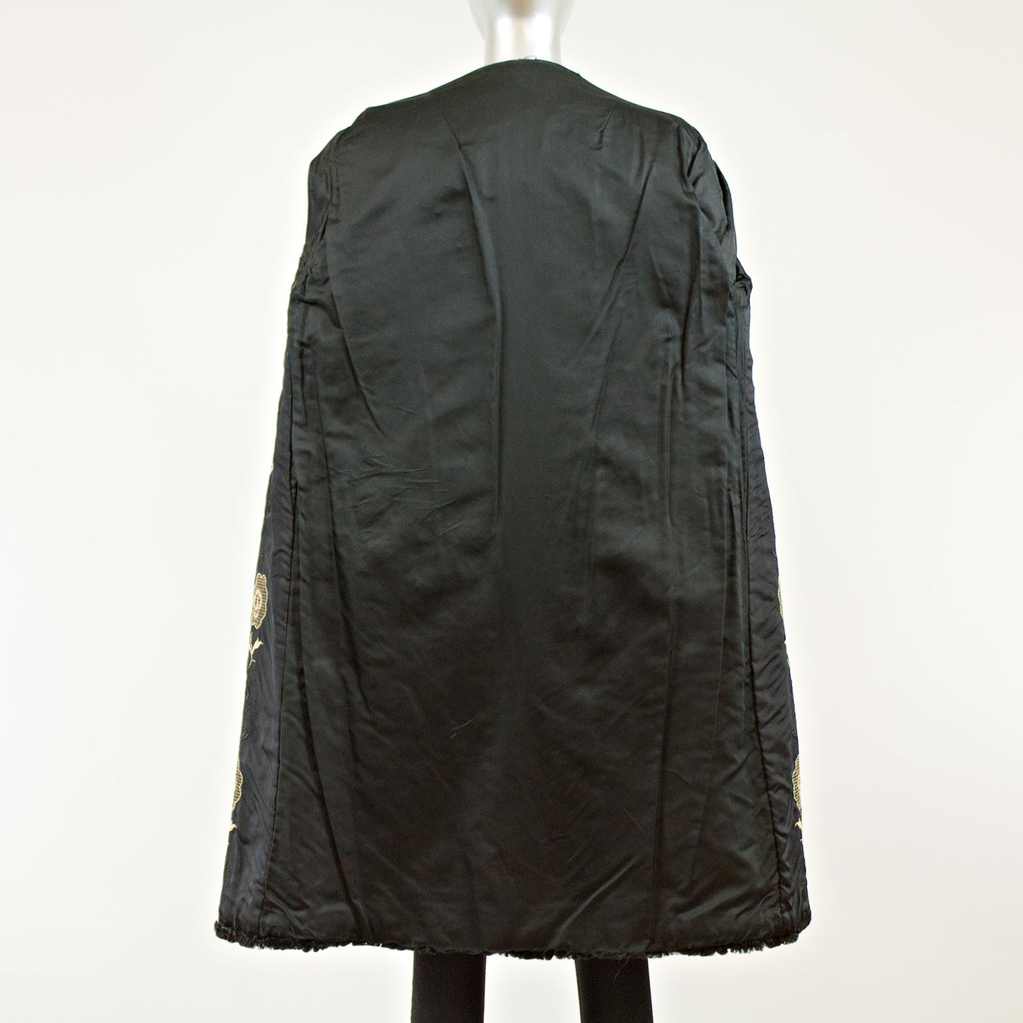 Black persian lamb with blue iris mink collar coat - Size S