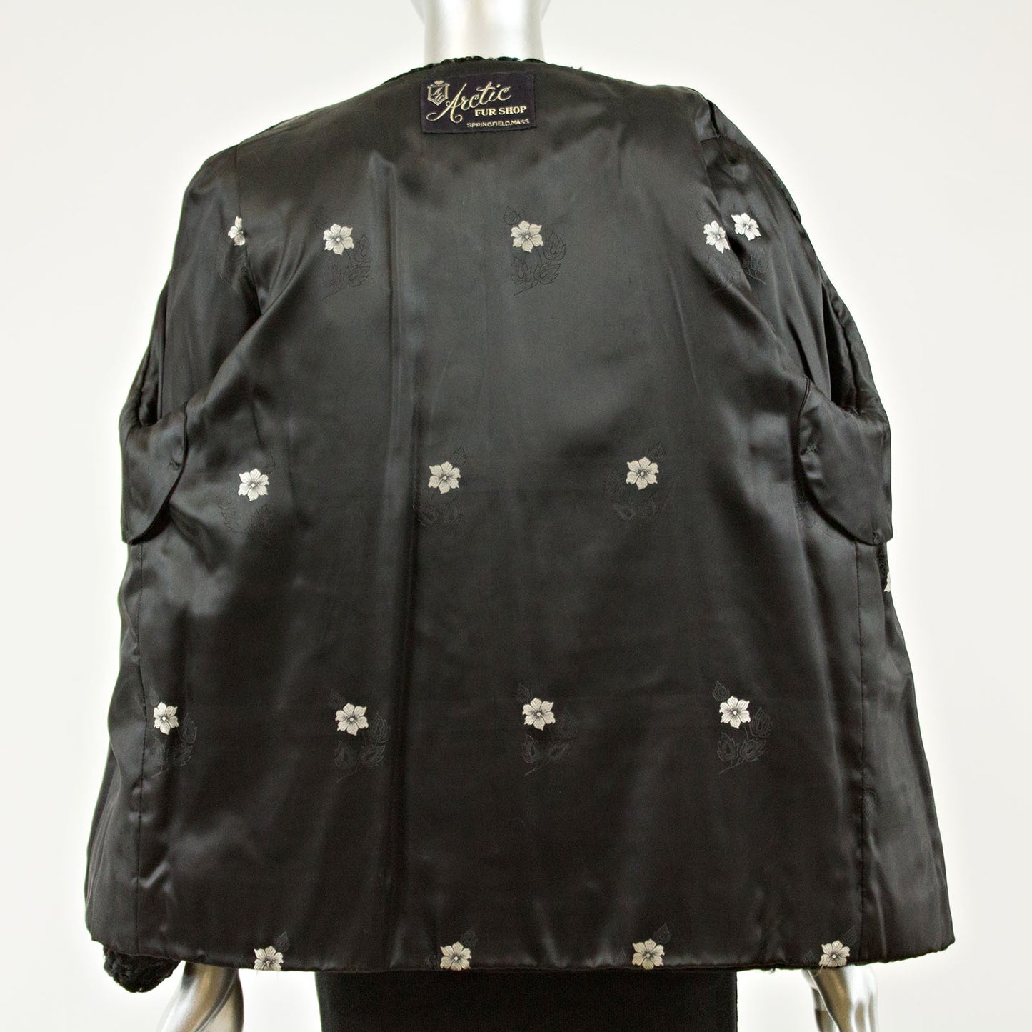 Black Persian Lamb with Mink Collar Jacket - Size S