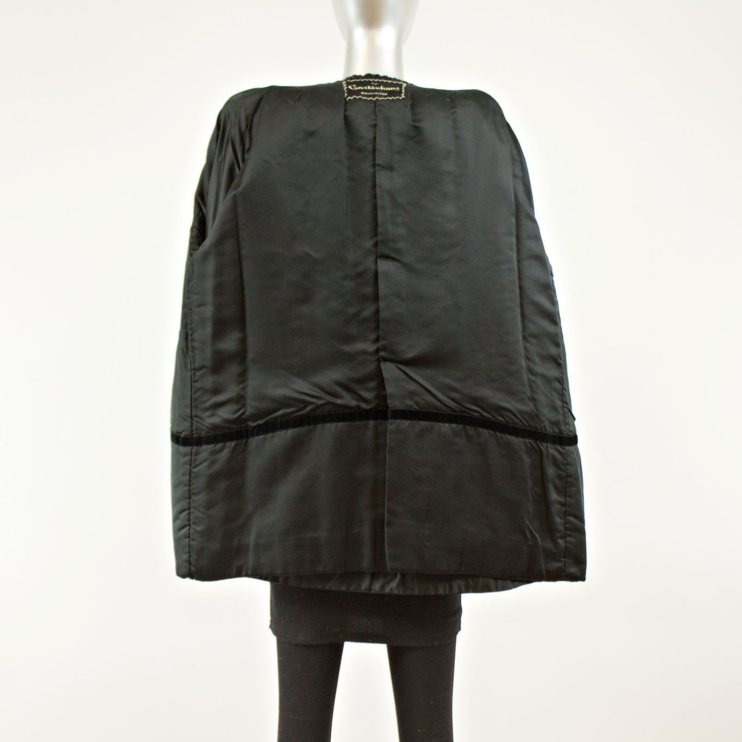 Black Persian Lamb Coat Swing Mink Collar and Cuffs- Size L