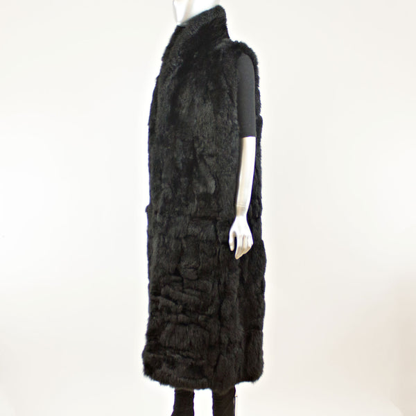 Black Rain Coat with Detach Opossum Vest - Size M-L ( Vintage Furs)