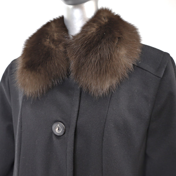 Cashmere Coat with Sable Trim- Size S