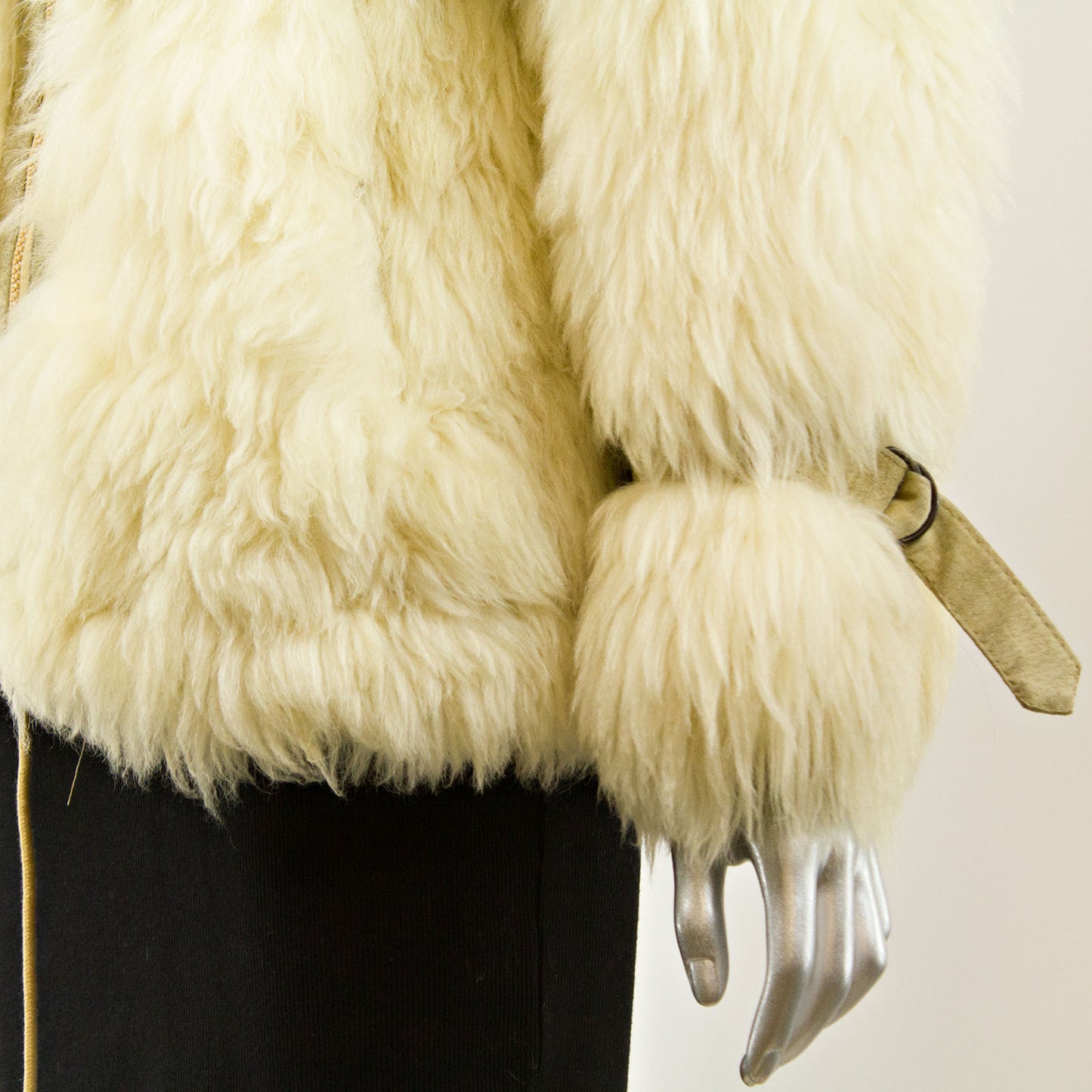 Cream Mongolian Lamb Jacket - Size M