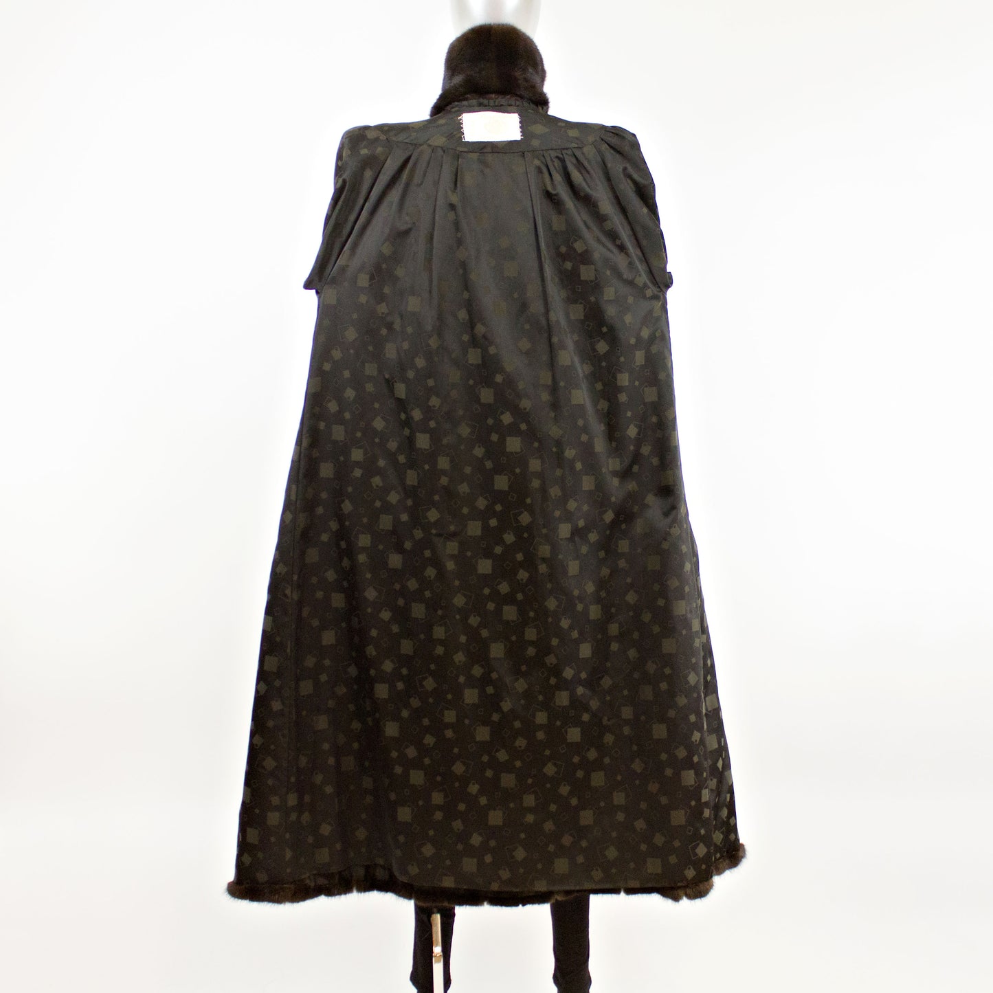 Dark Brown Mink Coat with Diagonal Bracelet Cuffs- Size L