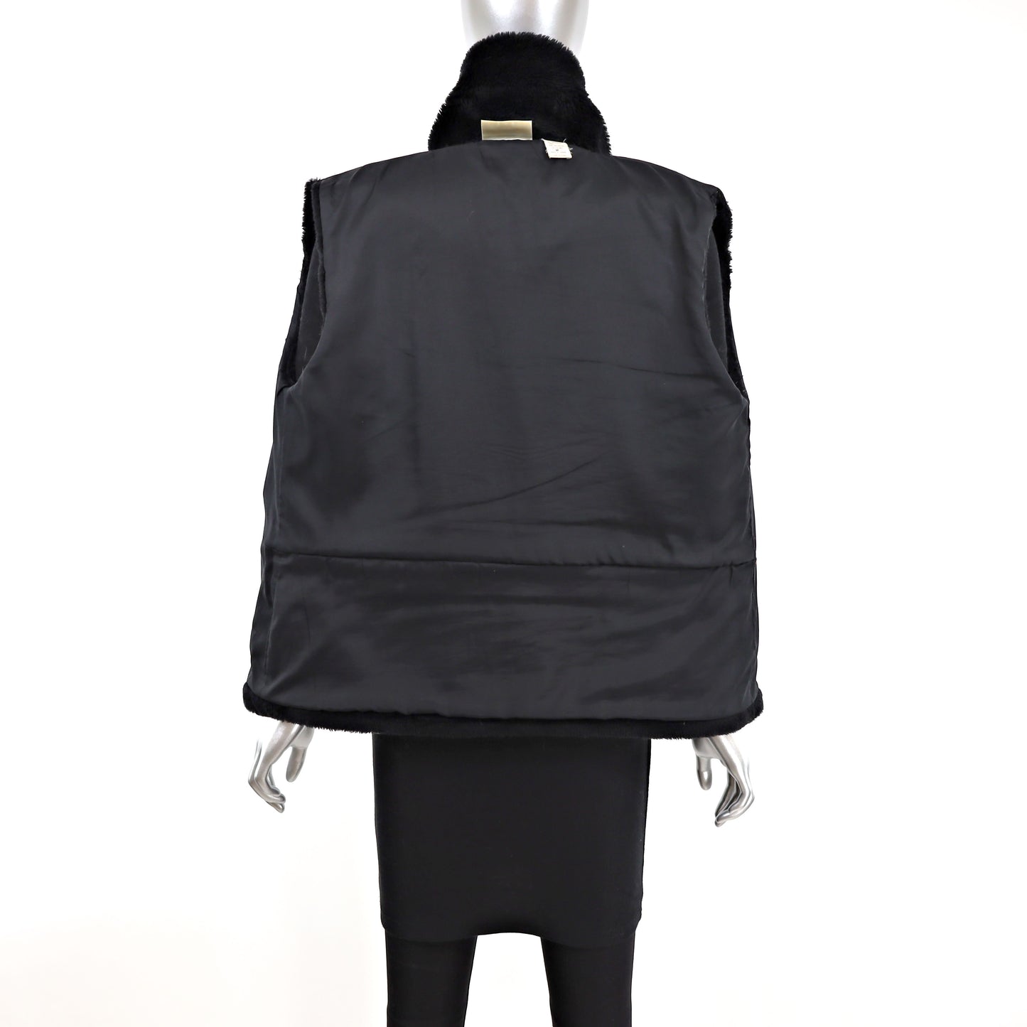 Black Zip Up Faux Fur Vest- Size M