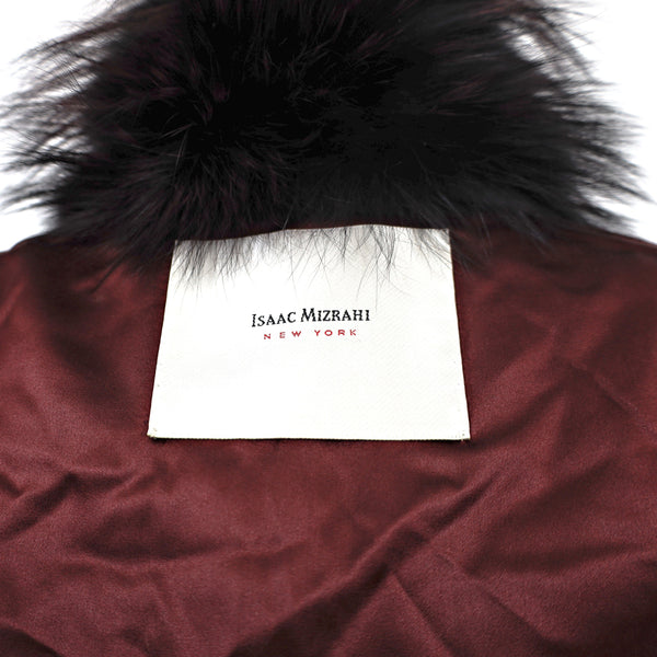 Isaac Mizrahi Burgundy Fox Feathered Vest- Size XS-S
