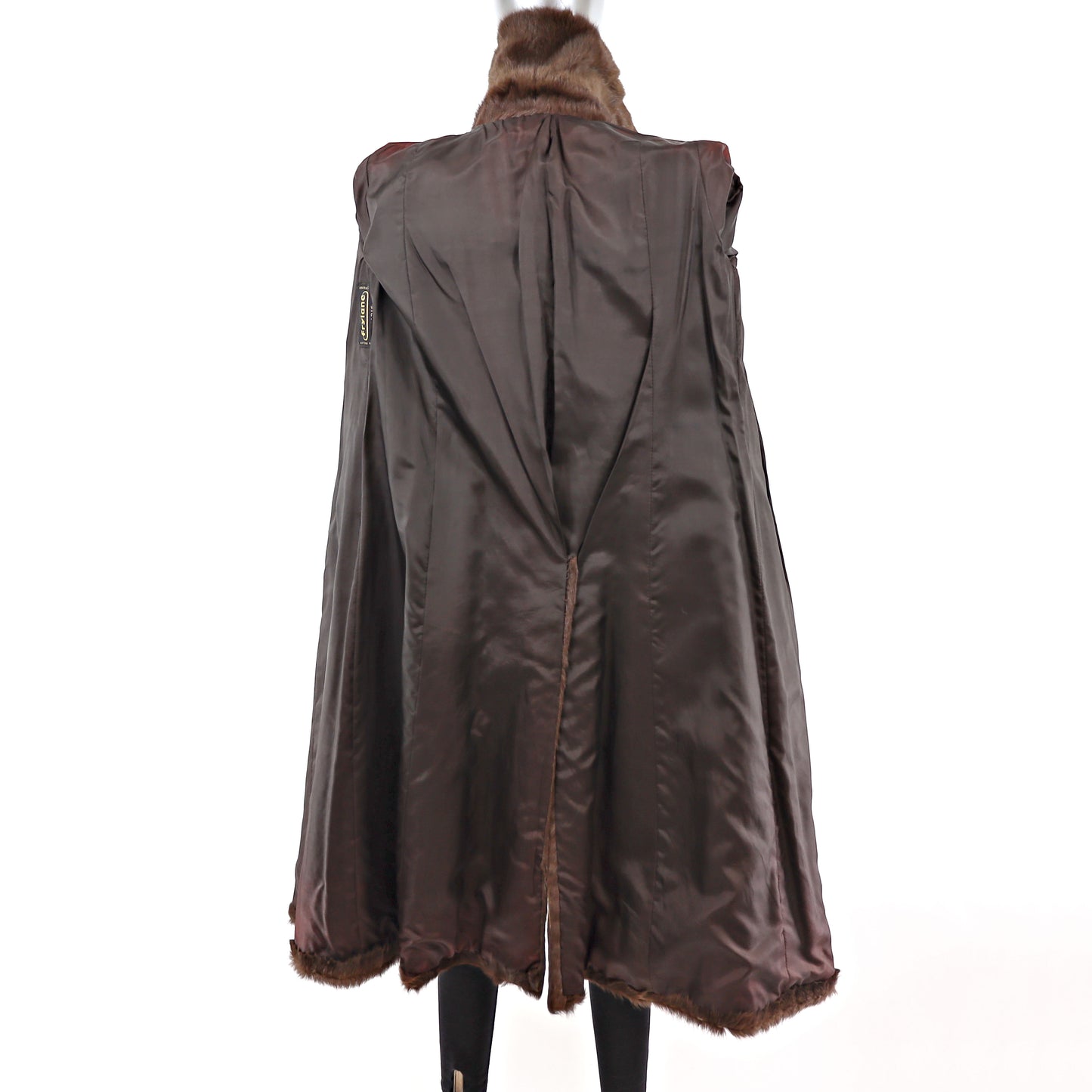 Goat Skin Coat With Leather Belt Fur Size S