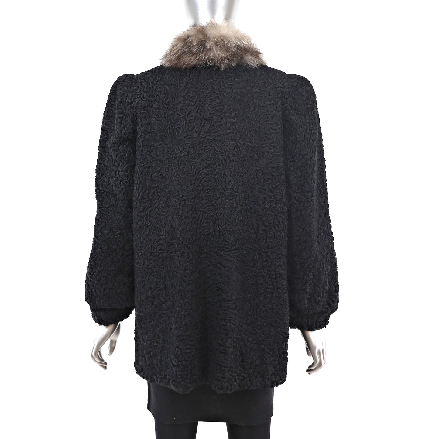 Persian Lamb Jacket with Fox Tuxedo- Size M