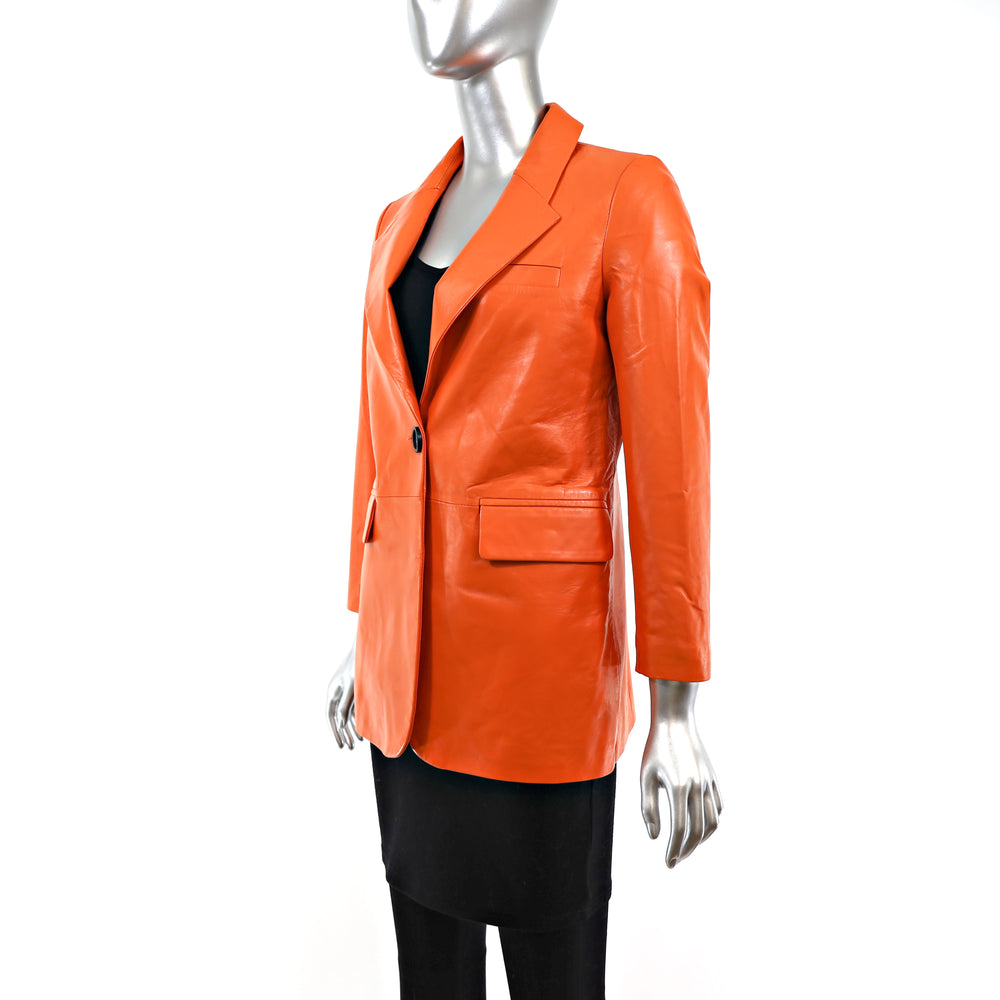 BRAND NEW Orange Leather Jacket- Size XS