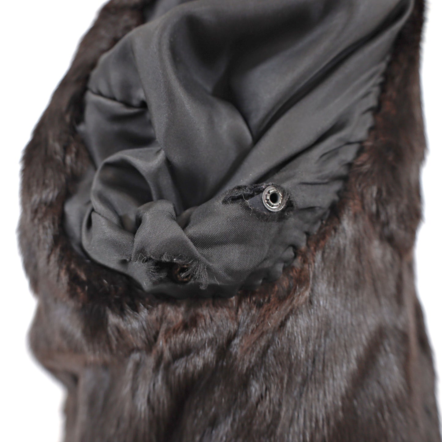 Leather Jacket with Mink Collar- Size S