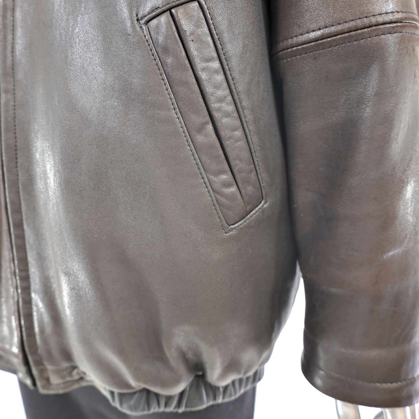 Leather Jacket with Detachable Opossum Lining- Size M