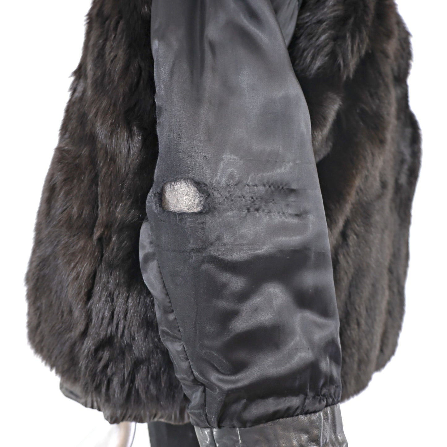 Leather Jacket with Detachable Opossum Lining- Size M