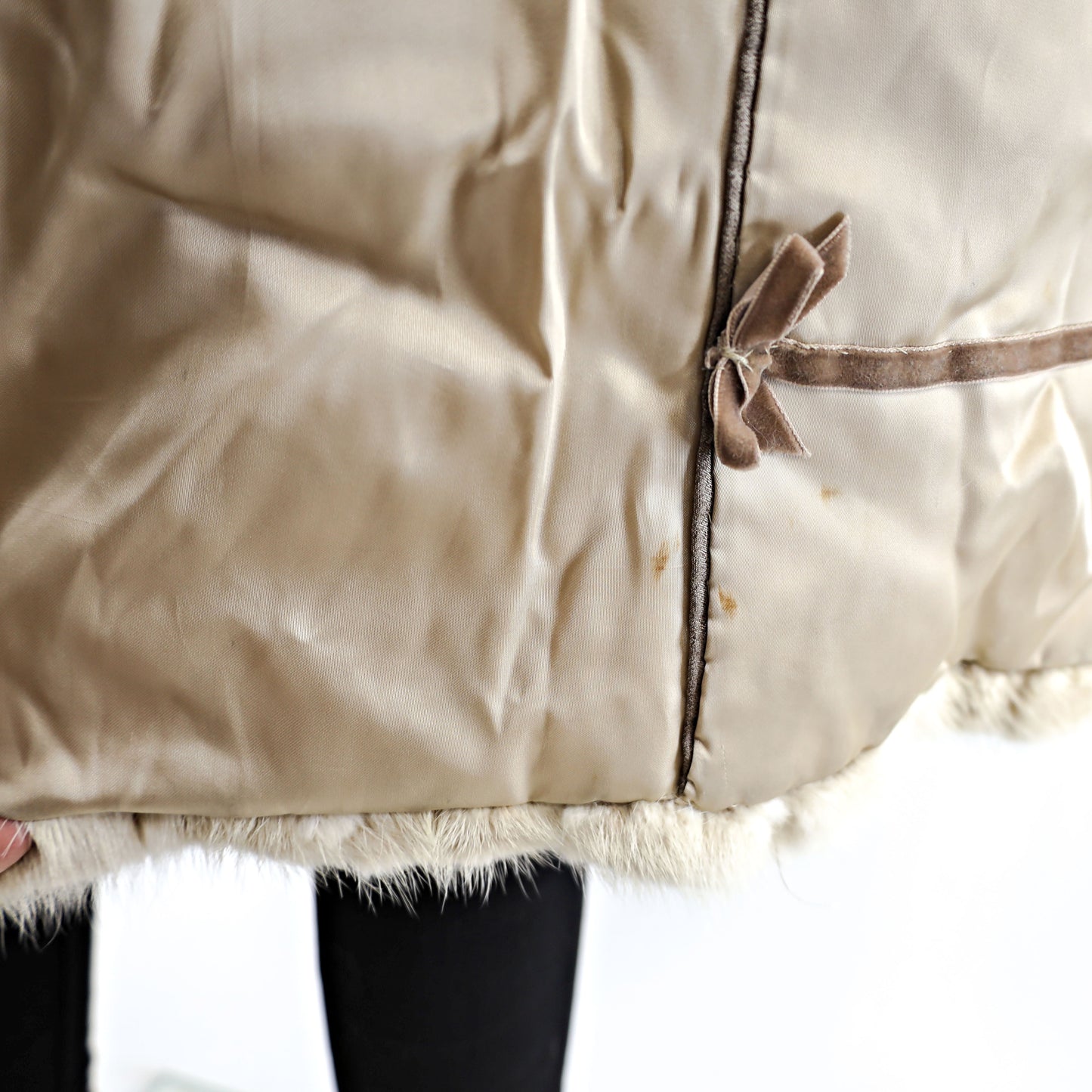 Tourmaline Mink Coat with Fox Tuxedo- Size S