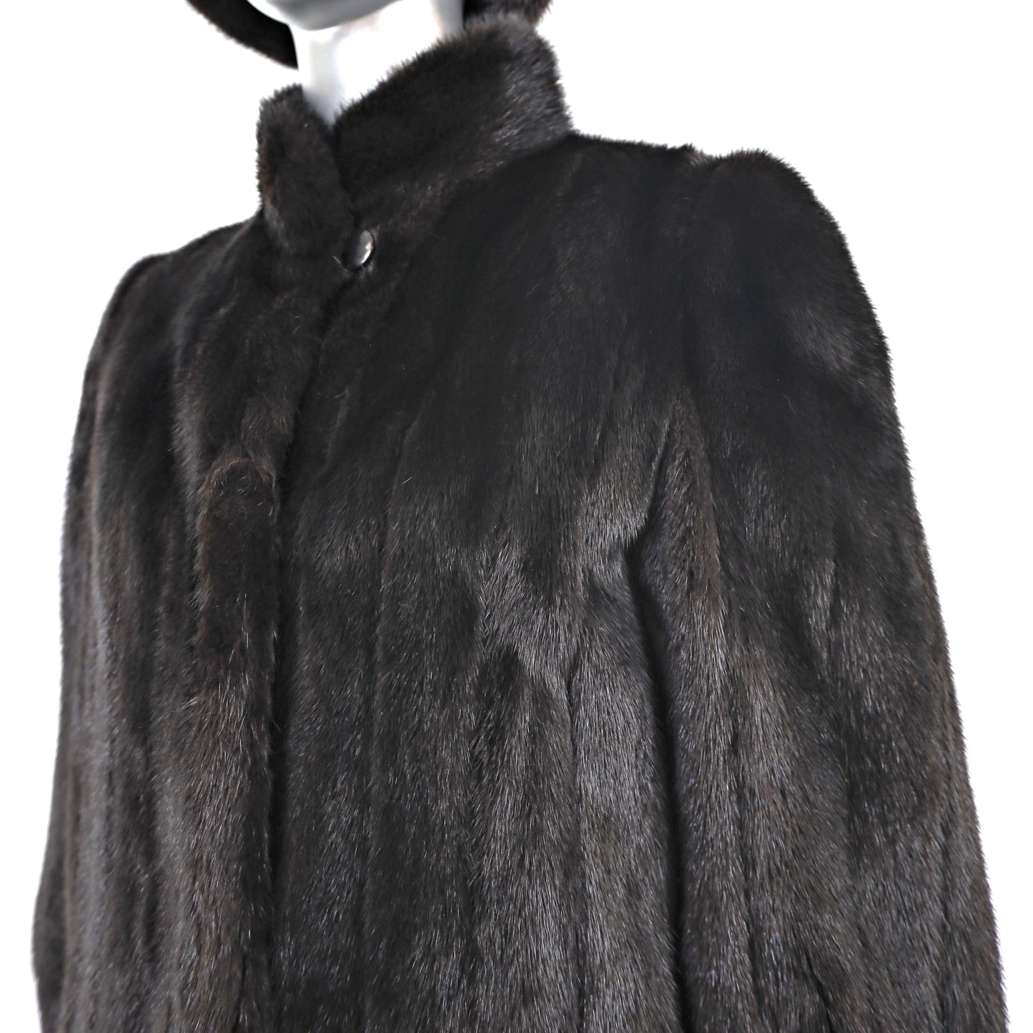 Dark Brown Mink Coat with Matching Hat- Size S