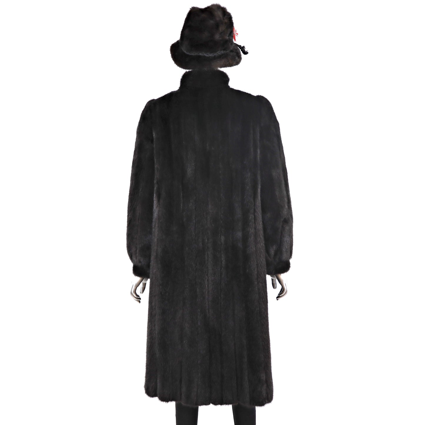 Dark Brown Mink Coat with Matching Hat- Size S