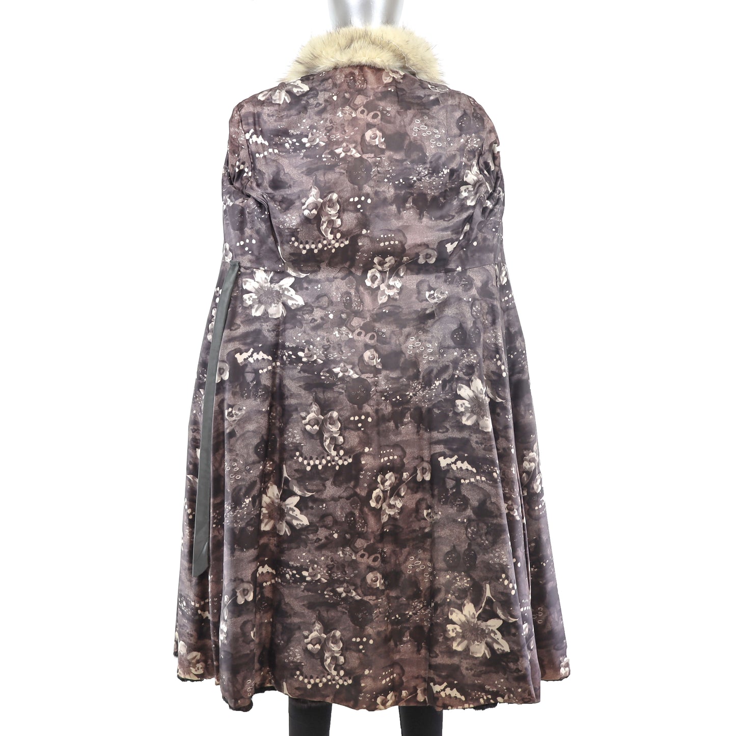 Mahogany Section Mink Coat with Blue Fox Collar- Size S