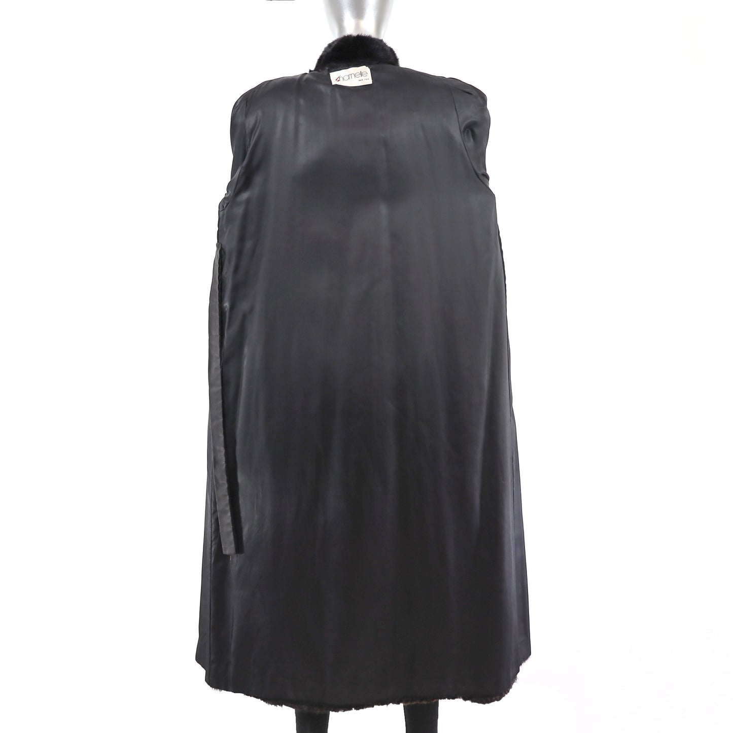Black Mink Coat with Matching Earmuffs- Size L