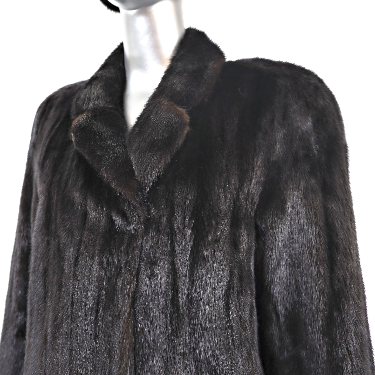 Black Mink Coat with Matching Earmuffs- Size L