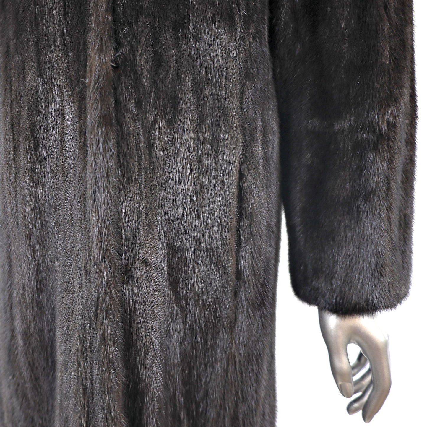 Black Mink Coat with Matching Earmuffs- Size L