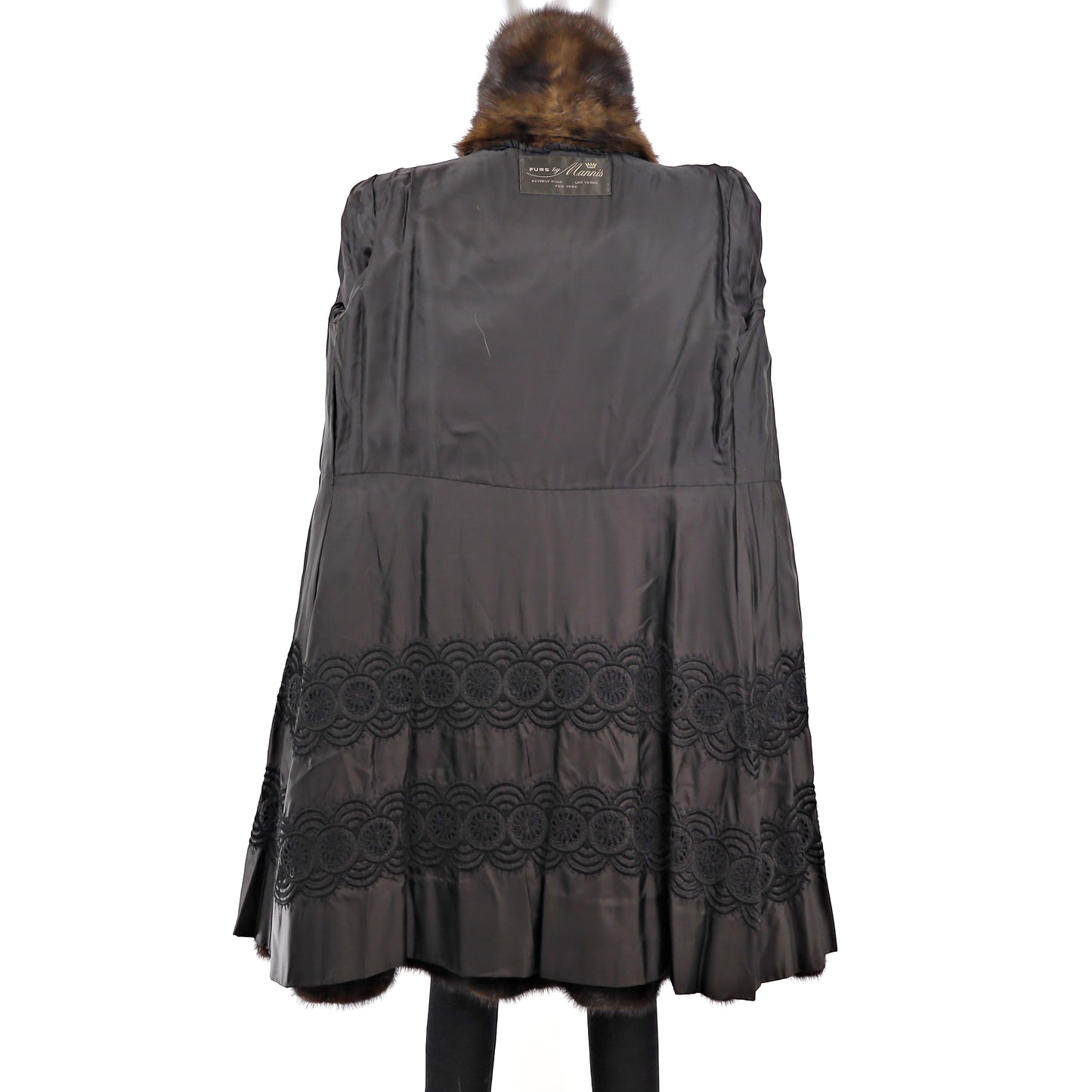 Dark Brown Mink Coat with Sable Collar- Size S