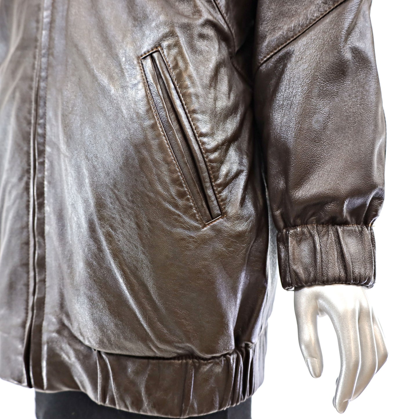 Dark Brown Mink Jacket Reversible to Leather- Size M