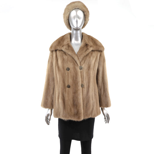 Autumn Haze Mink Jacket with Matching Hat- Size S
