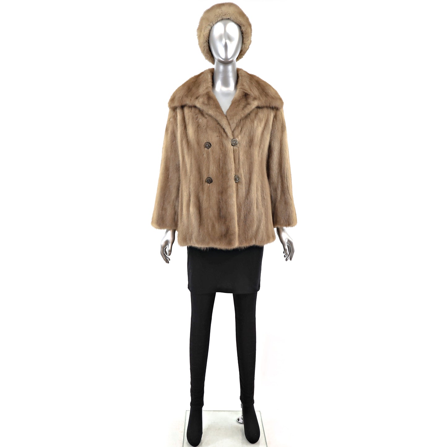 Autumn Haze Mink Jacket with Matching Hat- Size S