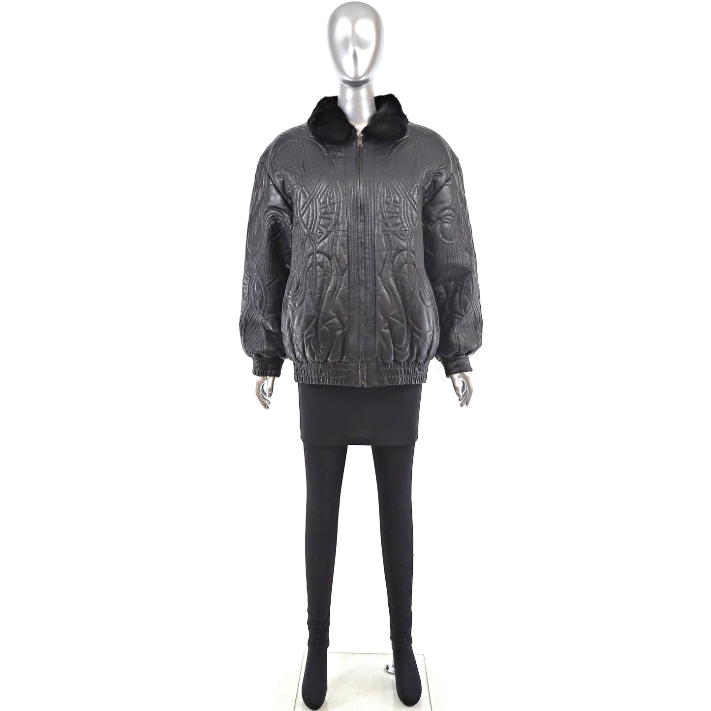 Black Mink Jacket Reversible to Leather - Size M