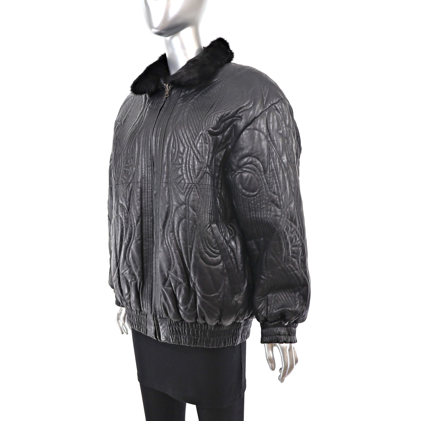 Black Mink Jacket Reversible to Leather - Size M