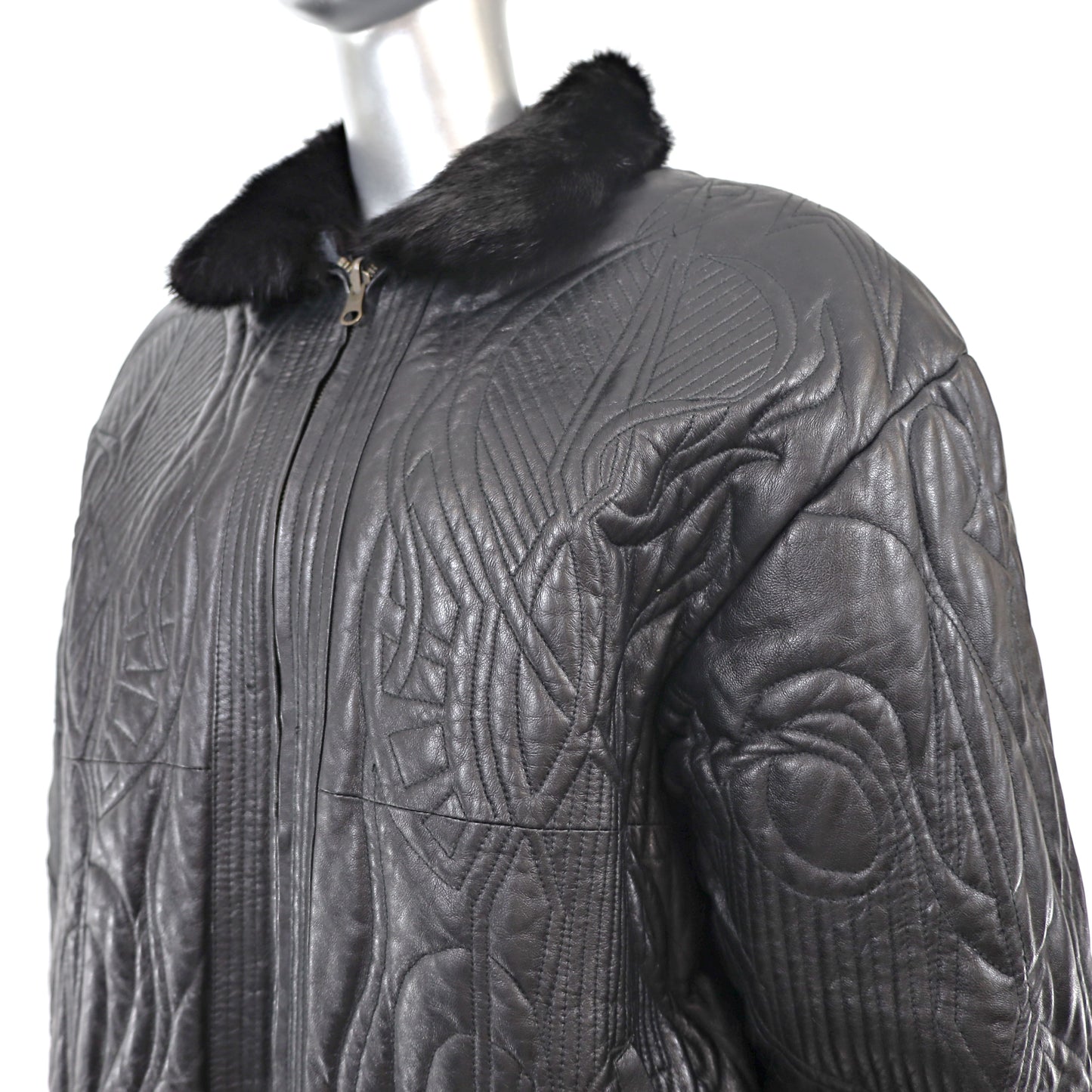 Black Mink Jacket Reversible to Leather - Size M