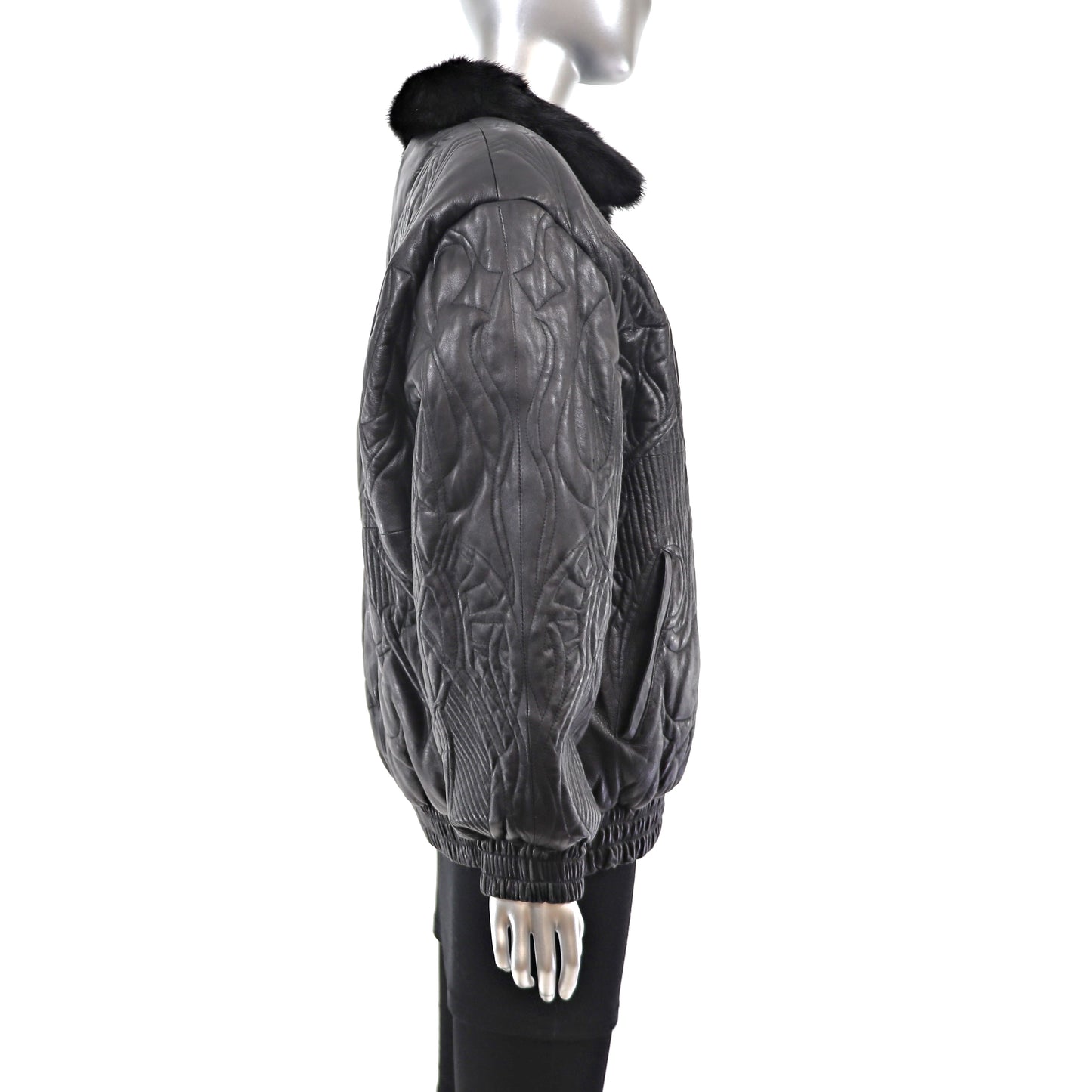 Black Mink Jacket Reversible to Leather - Size M