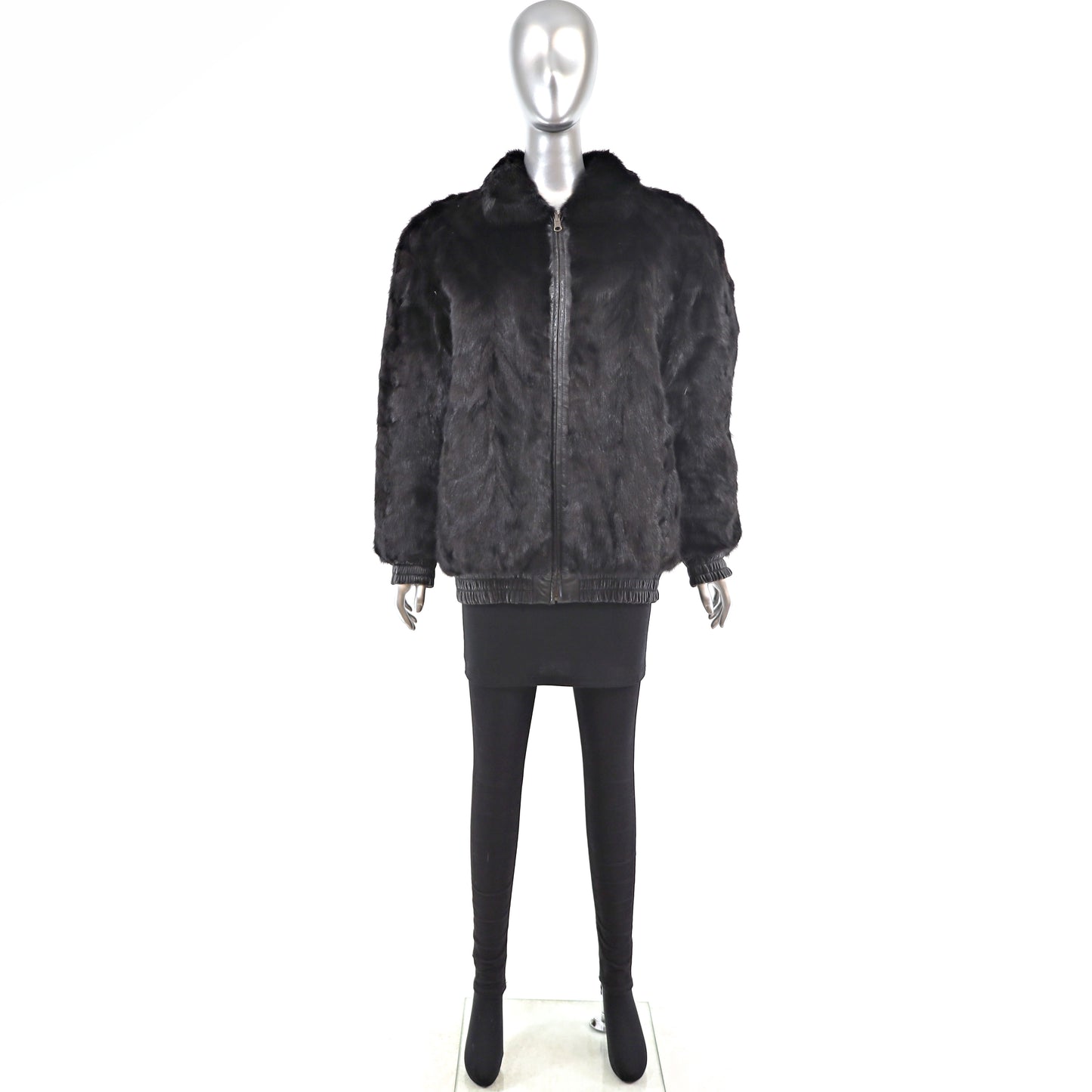 Black Mink Jacket Reversible to Leather - Size M