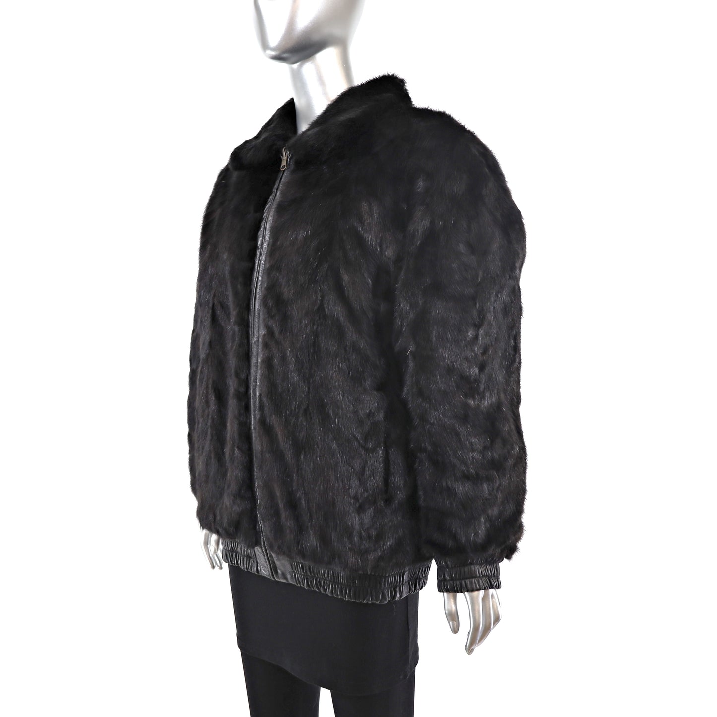 Black Mink Jacket Reversible to Leather - Size M