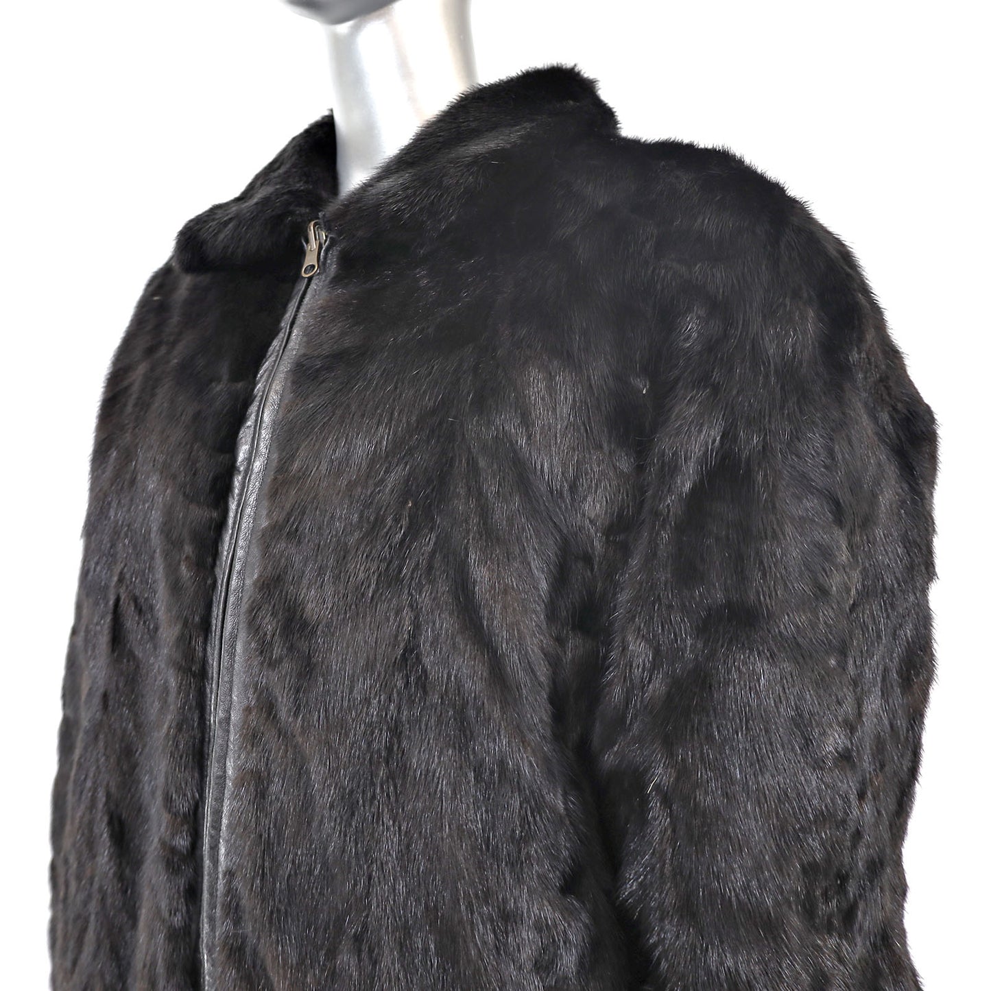 Black Mink Jacket Reversible to Leather - Size M