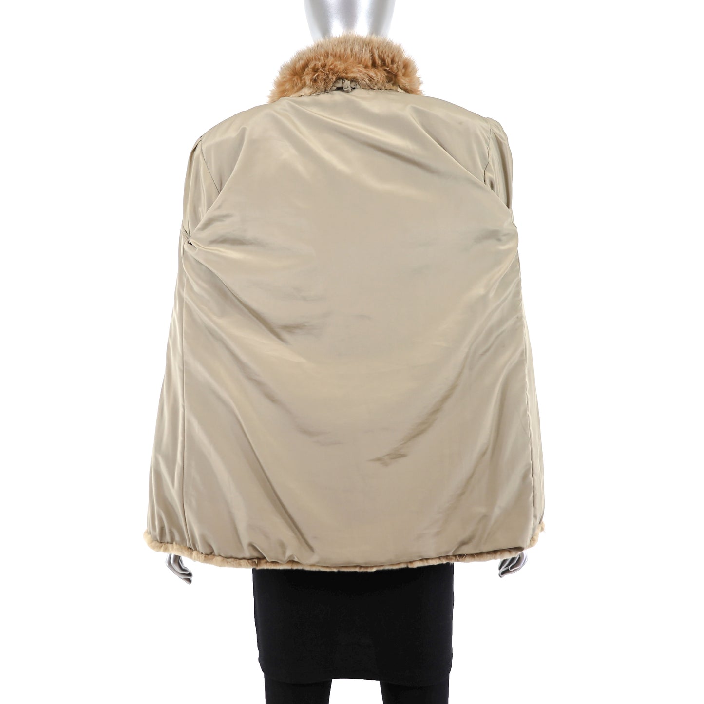 Pastel Section Sheared Mink Jacket with Fox Trim- Size S