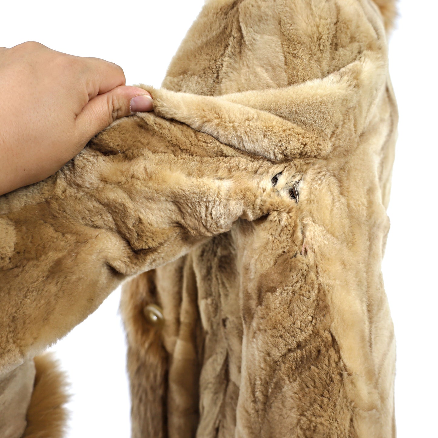 Pastel Section Sheared Mink Jacket with Fox Trim- Size S