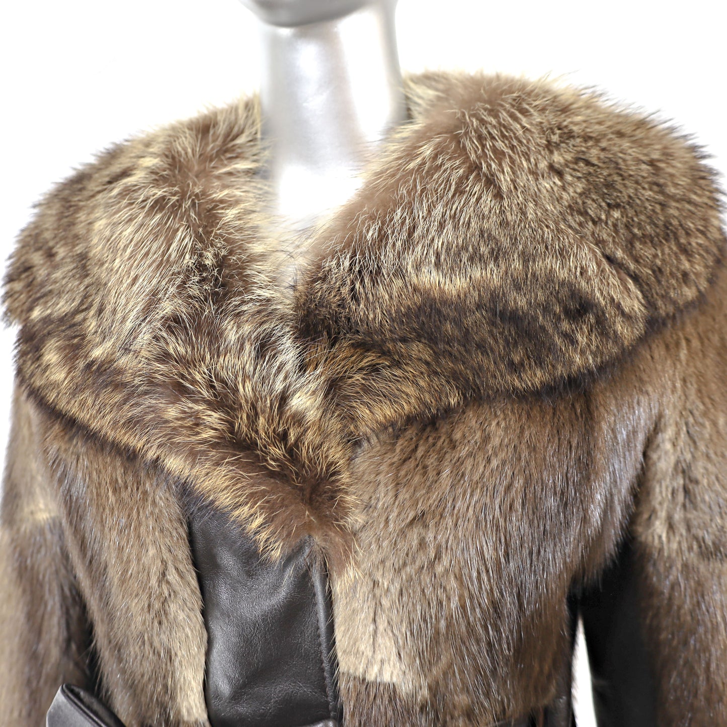 Muskrat Jacket with Raccoon Collar- Size S