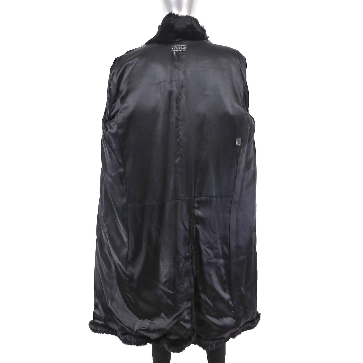 Full Length Black Rabbit Coat- Size L