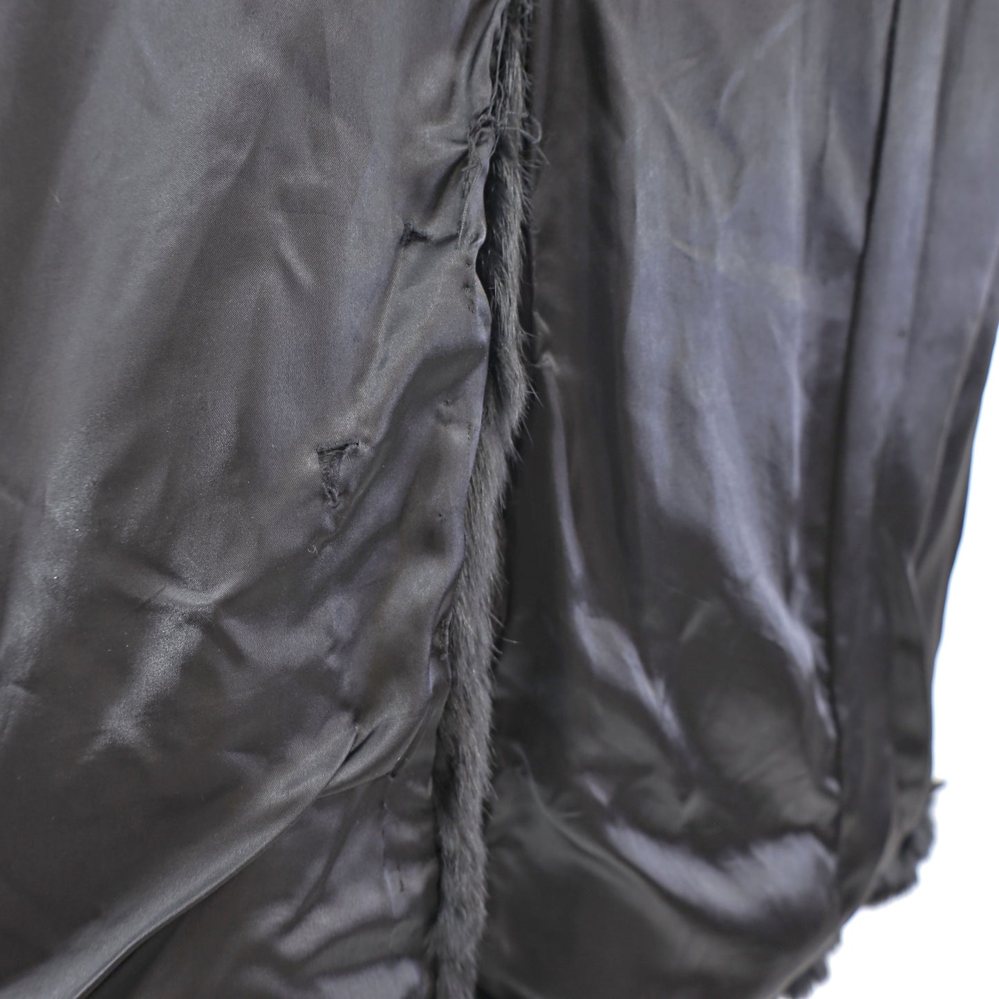 Full Length Black Rabbit Coat- Size L
