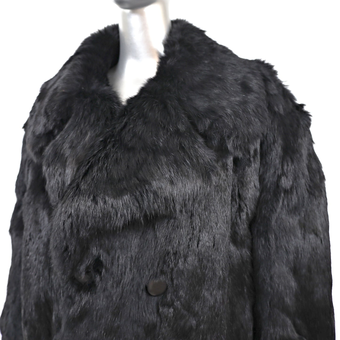 Full Length Black Rabbit Coat- Size L