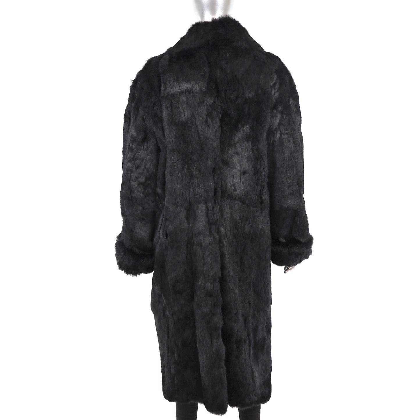 Full Length Black Rabbit Coat- Size L