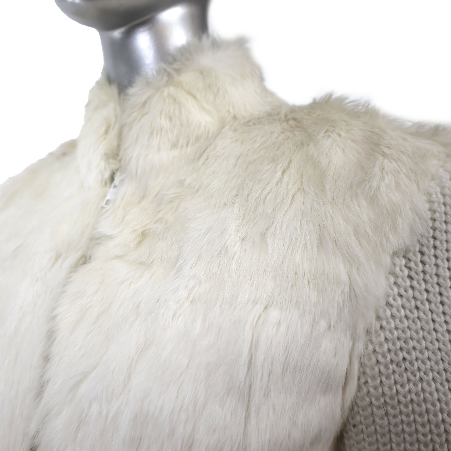 Rabbit Jacket with Knitted Sleeves, Scarf and Muffs- Size S