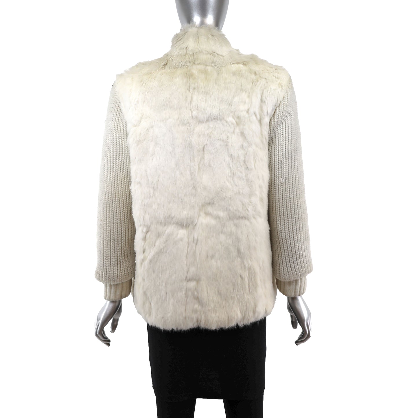 Rabbit Jacket with Knitted Sleeves, Scarf and Muffs- Size S