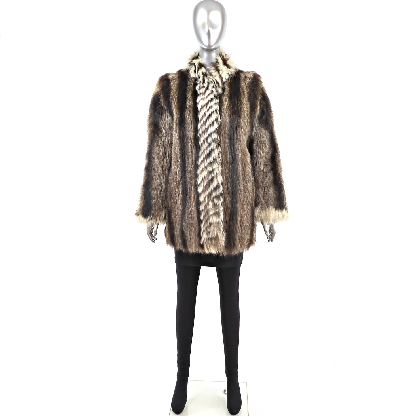 Raccoon Jacket with Fox Trim- Size M
