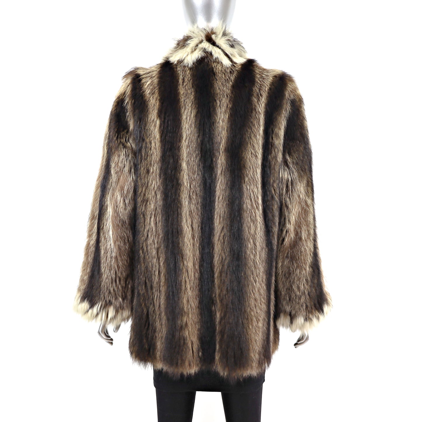 Raccoon Jacket with Fox Trim- Size M