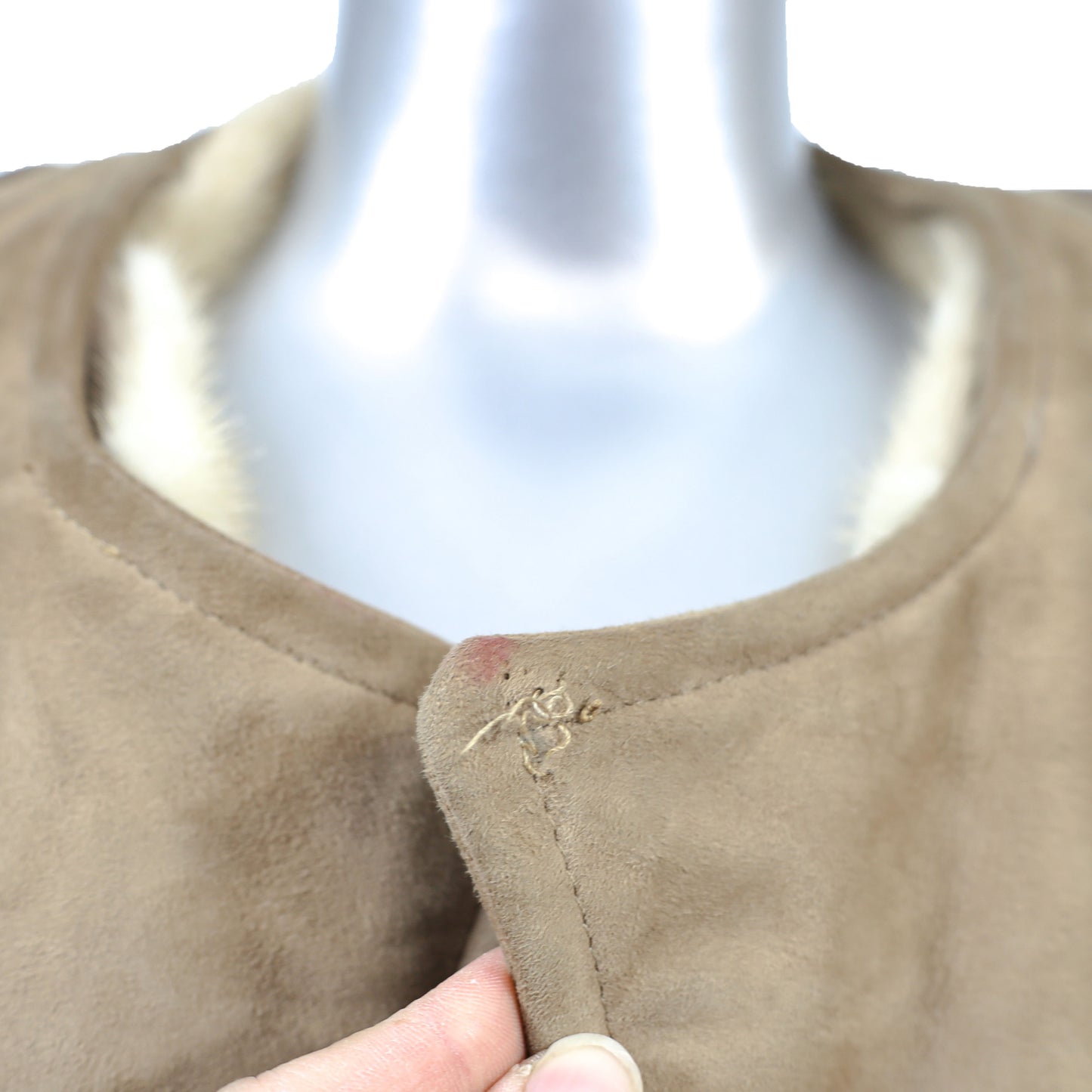 Suede Coat with Mink Collar- Size XL