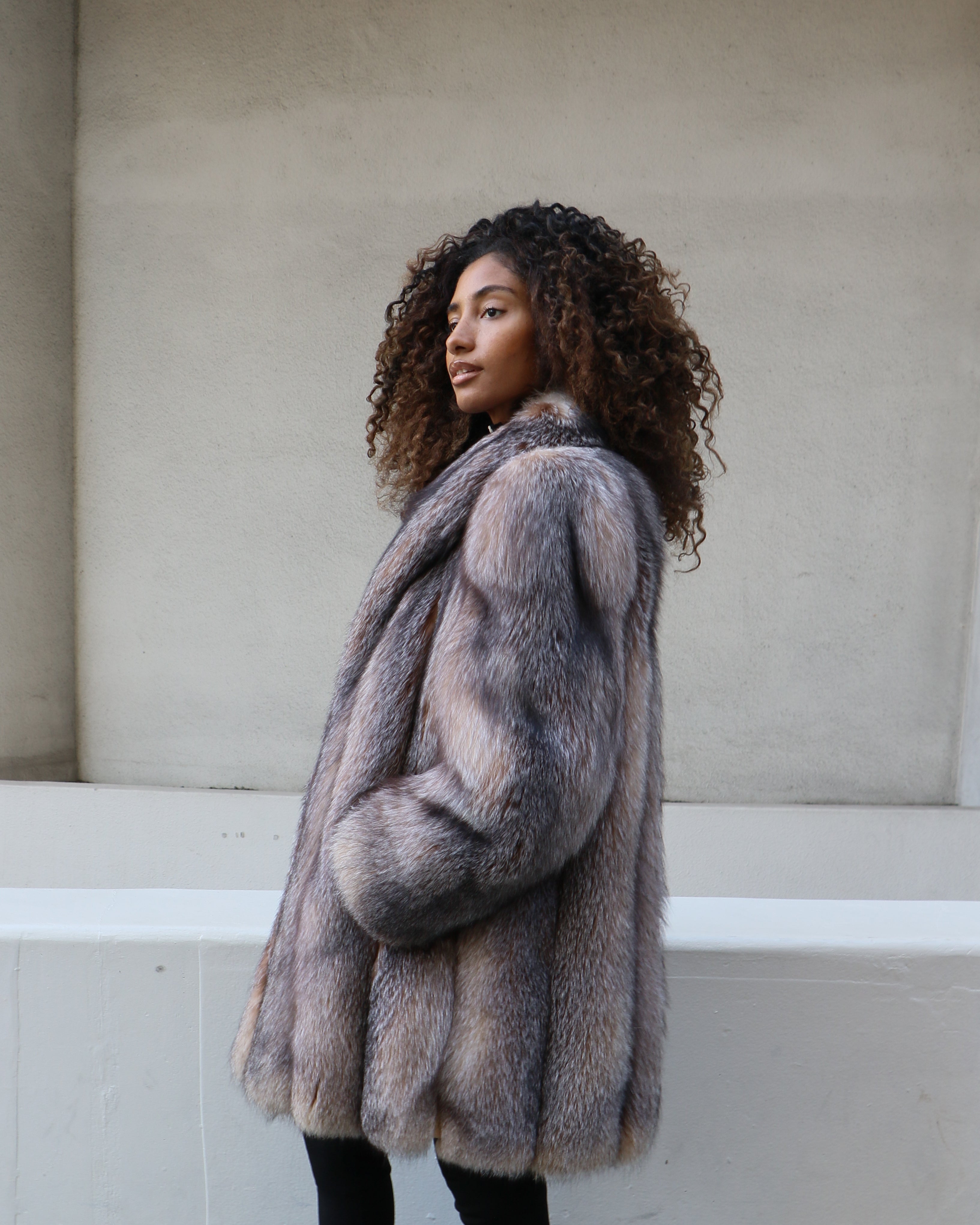 Black Section Mink Coat with Fox Tuxedo- Size XXL – VintageFurs