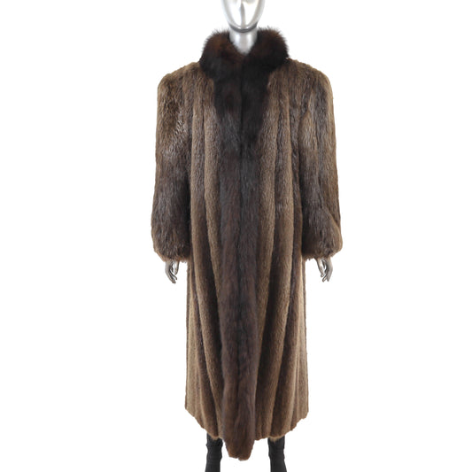 Beaver Coat with Fox Tuxedo- Size XXXL