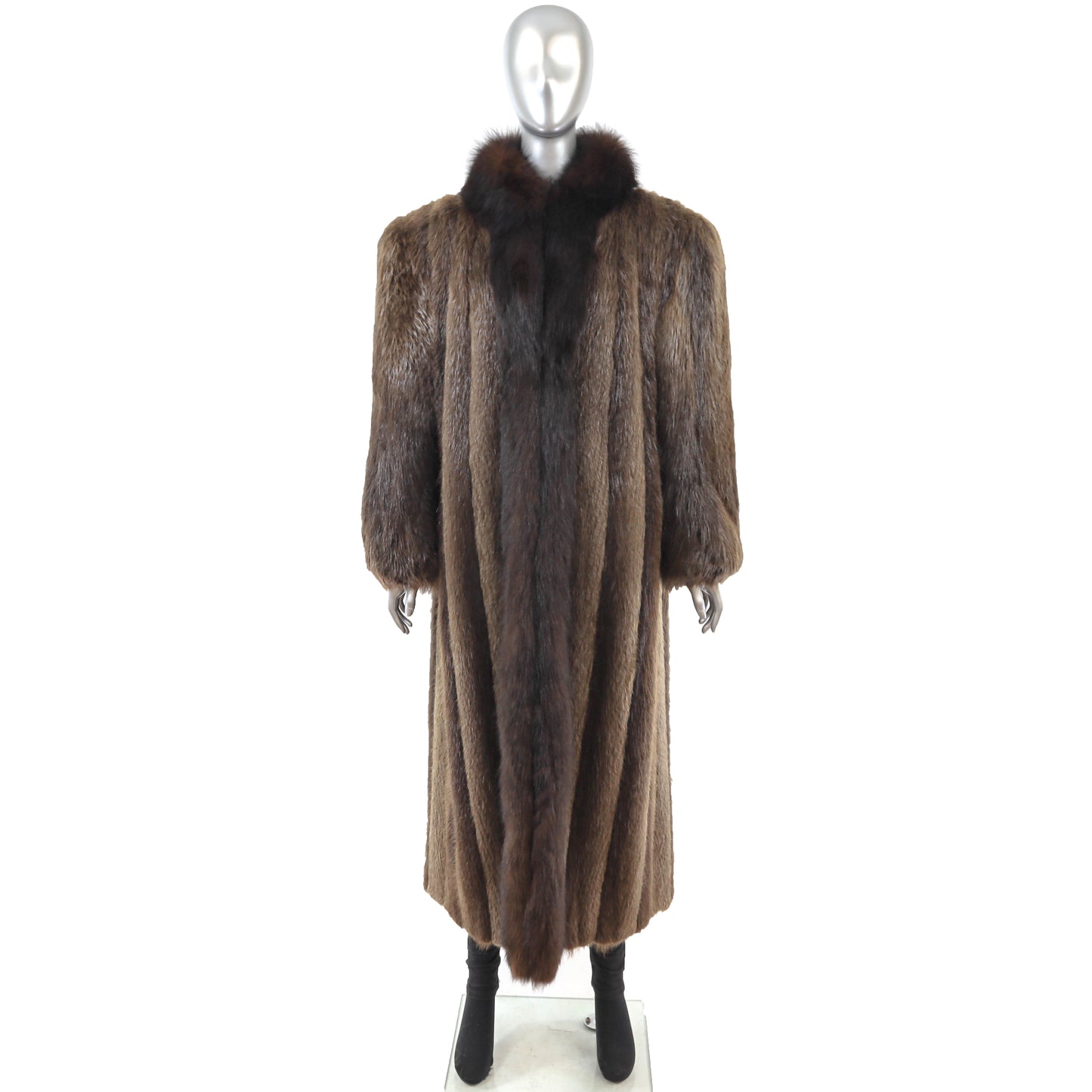 Beaver Coat with Fox Tuxedo- Size XXXL
