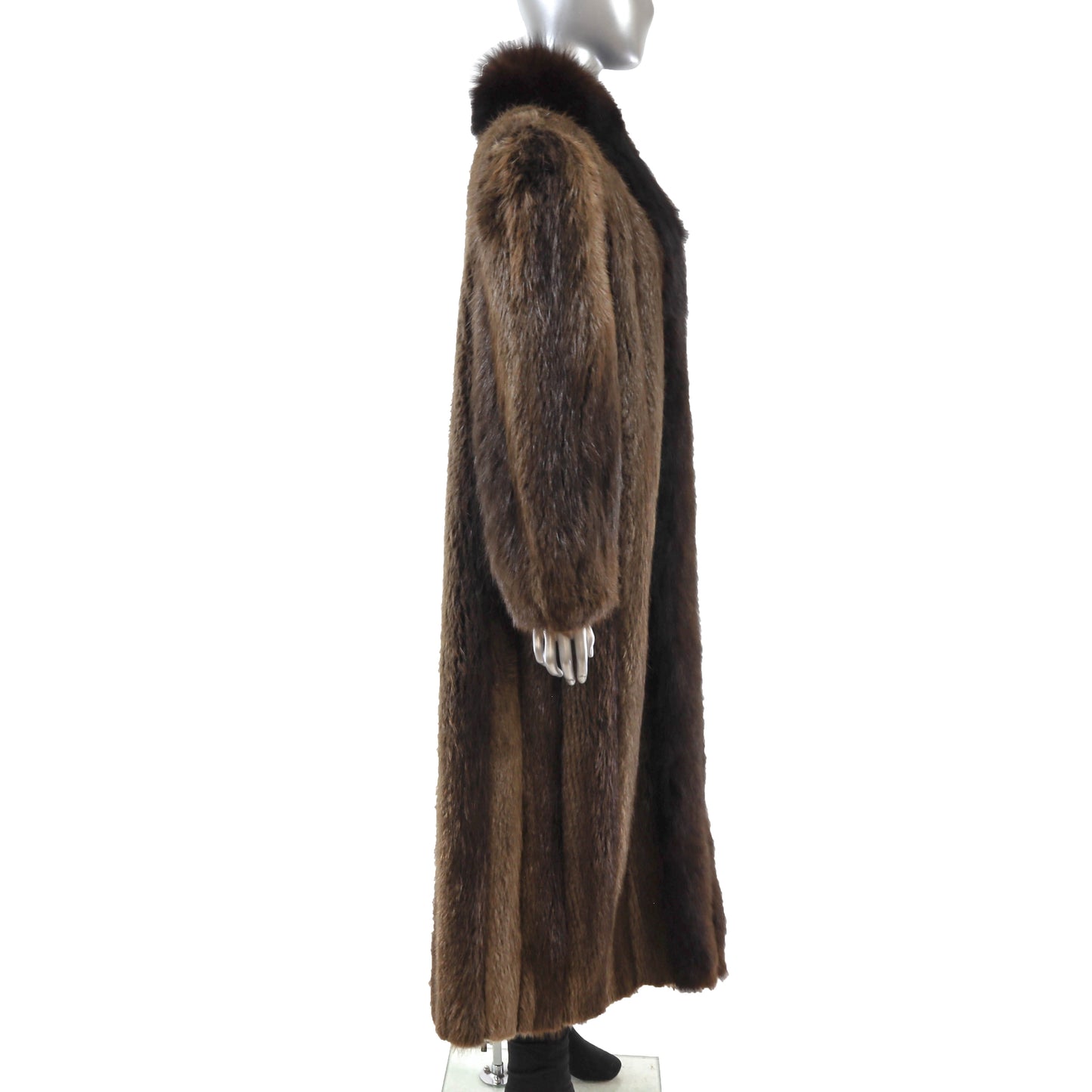 Beaver Coat with Fox Tuxedo- Size XXXL